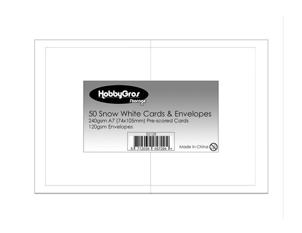 HobbyGross Storage Cards & Envelopes A7 Snow White (50pcs) (SS128) HobbyGross Storage Cards & Envelopes A7 Snow White (50pcs) (SS128)
