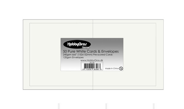 HobbyGross Storage Cards & Envelopes 15,2x15,2cm Pure White (50pcs) (SS136) HobbyGross Storage Cards & Envelopes 15,2x15,2cm Pure White (50pcs) (SS136)