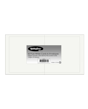 HobbyGros Cards & Envelopes 13,5x13,5cm Pure White (50pcs) (SS121)