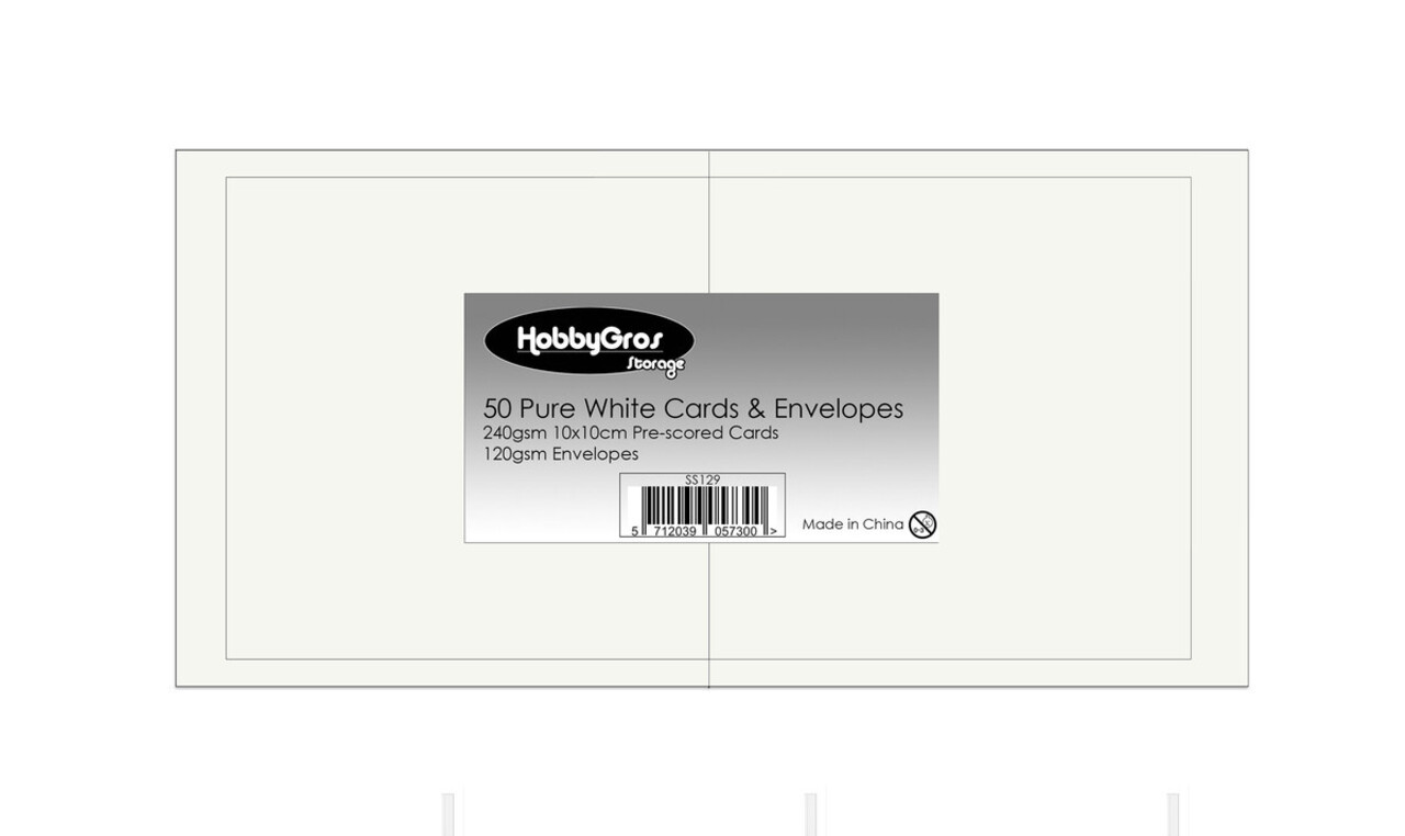 HobbyGross Storage Cards & Envelopes 10x10cm Pure White (50pcs) (SS129) HobbyGross Storage Cards & Envelopes 10x10cm Pure White (50pcs) (SS129)