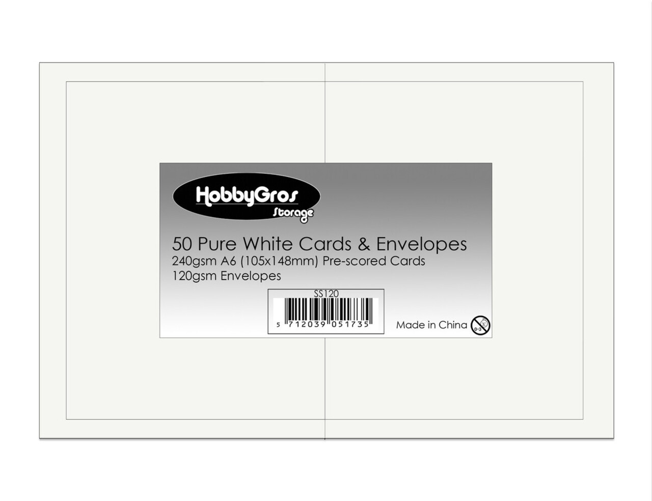 HobbyGross Storage Cards & Envelopes A6 Pure White (50pcs) (SS120)