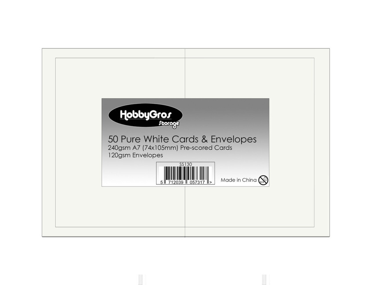 HobbyGross Storage Cards & Envelopes A7 Pure White (50pcs) (SS130)