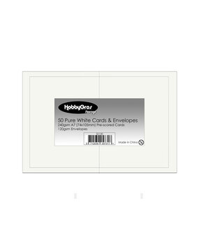 HobbyGros Cards & Envelopes A7 Pure White (50pcs) (SS130)
