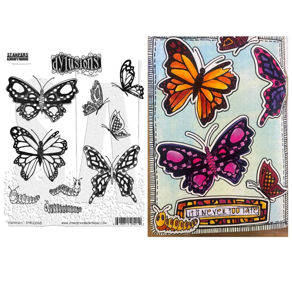 Ranger Dylusions Flutterby Cling Stamps (DYR10048) Ranger Dylusions Flutterby Cling Stamps (DYR10048)