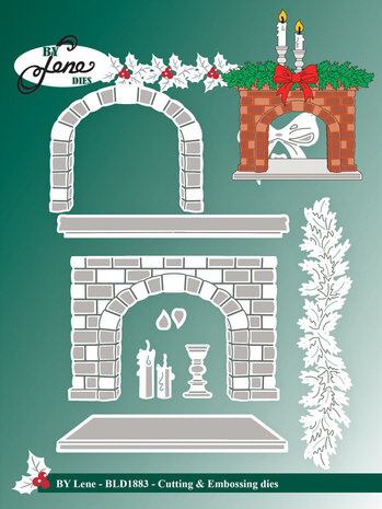 By Lene Metal Dies Christmas Fireplace (BLD1883) By Lene Metal Dies Christmas Fireplace (BLD1883)