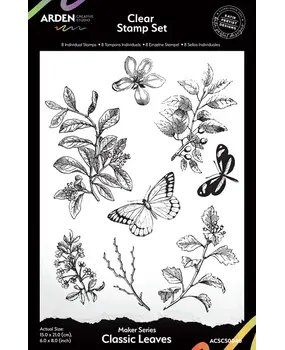 Arden Creative Studio Amber Ledgers Classic Leaves 6x8 Inch Clear Stamp Set by Katie Pertiet (ACSCS0040) Arden Creative Studio Amber Ledgers Classic Leaves 6x8 Inch Clear Stamp Set by Katie Pertiet (ACSCS0040)