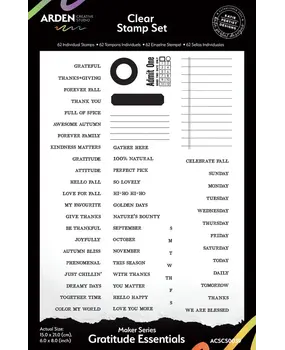 Arden Creative Studio Amber Ledgers Gratitude Essentials 6x8 Inch Clear Stamp Set by Katie Pertiet (ACSCS0039) Arden Creative Studio Amber Ledgers Gratitude Essentials 6x8 Inch Clear Stamp Set by Katie Pertiet (ACSCS0039)