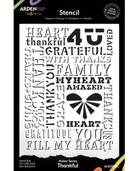 Arden Creative Studio Amber Ledgers 6x8 Inch Stencil Thankful by Katie Pertiet (ACSST0015) Arden Creative Studio Amber Ledgers 6x8 Inch Stencil Thankful by Katie Pertiet (ACSST0015)