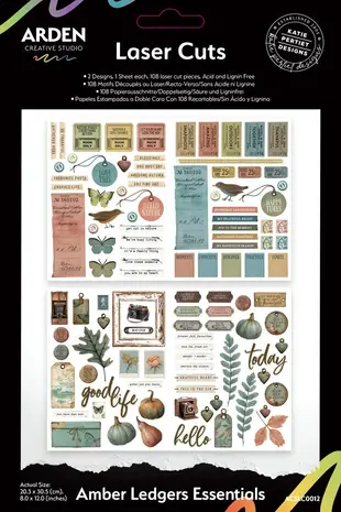Arden Creative Studio Amber Ledgers Laser Cuts Essentials (108pcs) by Katie Pertiet (ACSLC0012) Arden Creative Studio Amber Ledgers Laser Cuts Essentials (108pcs) by Katie Pertiet (ACSLC0012)
