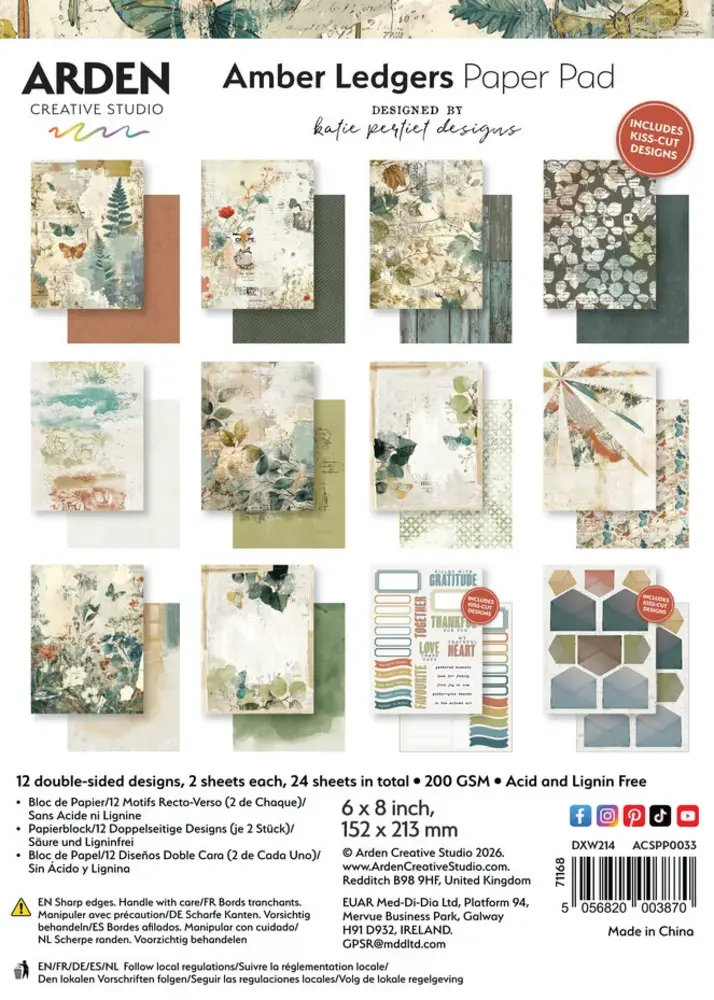 Arden Creative Studio Amber Ledgers 6x8 Inch Paper Pad by Katie Pertiet (ACSPP0033) Arden Creative Studio Amber Ledgers 6x8 Inch Paper Pad by Katie Pertiet (ACSPP0033)