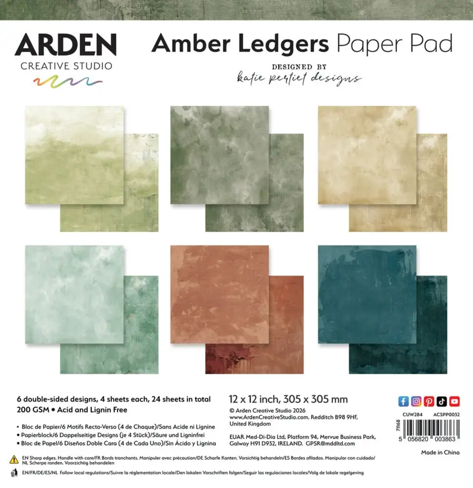 Arden Creative Studio Amber Ledgers 12x12 Inch Paper Pad Solids by Katie Pertiet (ACSPP0032) Arden Creative Studio Amber Ledgers 12x12 Inch Paper Pad Solids by Katie Pertiet (ACSPP0032)