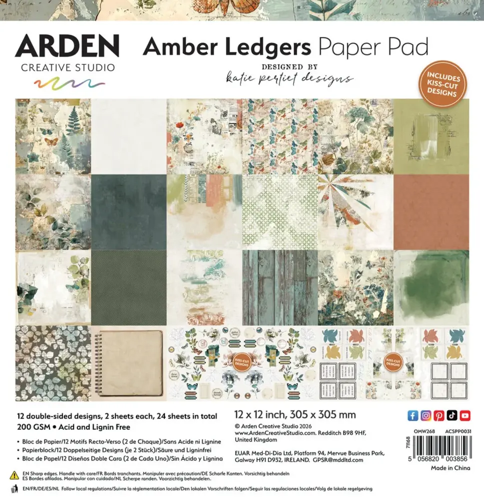 Arden Creative Studio Amber Ledgers 12x12 Inch Paper Pad by Katie Pertiet (ACSPP0031) Arden Creative Studio Amber Ledgers 12x12 Inch Paper Pad by Katie Pertiet (ACSPP0031)