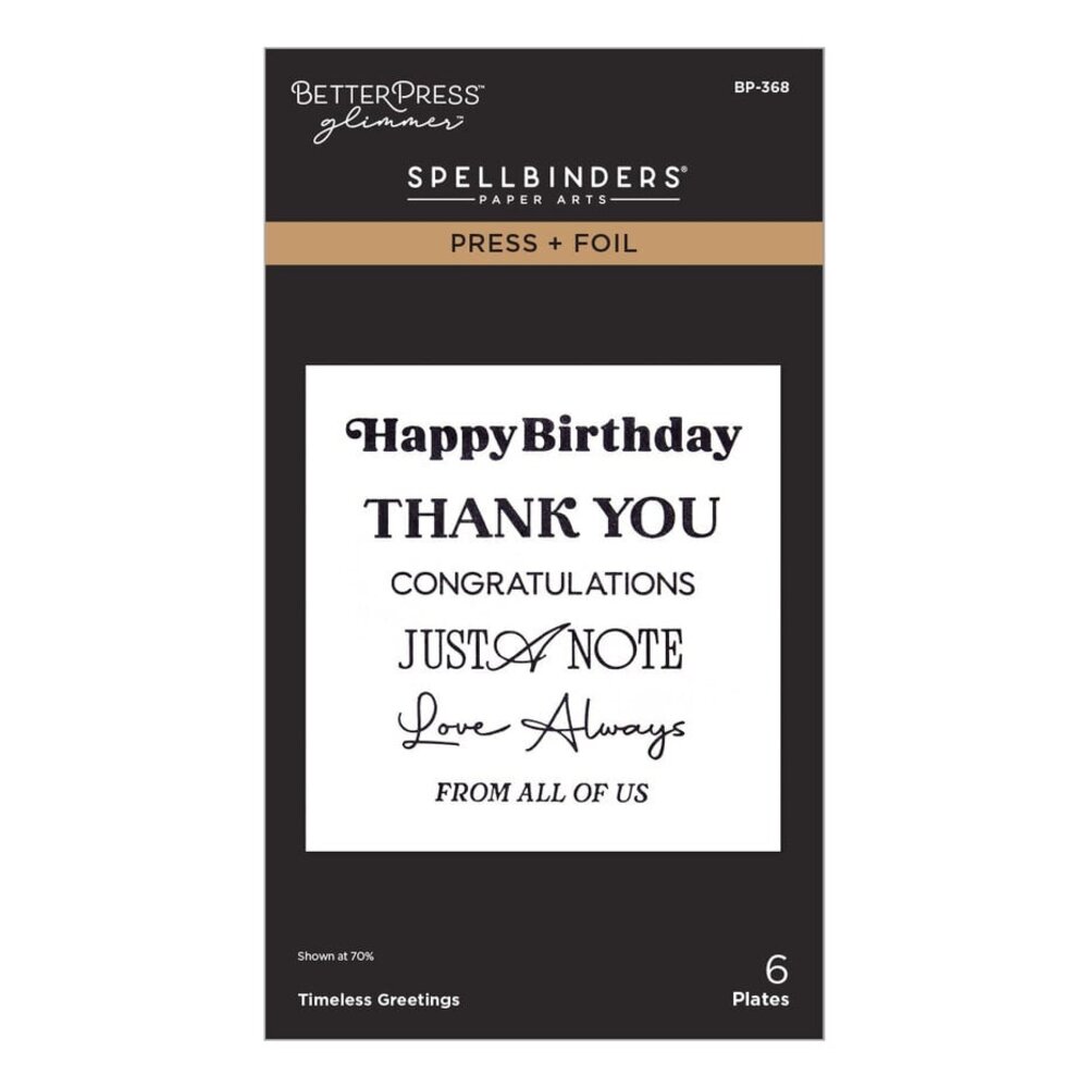 Spellbinders Create Your Way Everyday Timeless Greetings Press + Foil Plate (BP-368)