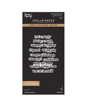 Spellbinders Simon's Sentiments Birthday Sentiments Press + Foil Plate & Die Set (BP-392)