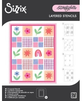 Sizzix Layered Stencils A6 Flowers & Stripe Pattern (4pcs) by Letters by Shells (667204) Sizzix Layered Stencils A6 Flowers & Stripe Pattern (4pcs) by Letters by Shells (667204)