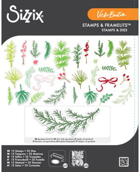 Sizzix Clear Stamps with Framelits Die Winter Greenery (15+32pcs) by Vicki Boutin (667188) Sizzix Clear Stamps with Framelits Die Winter Greenery (15+32pcs) by Vicki Boutin (667188)