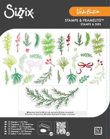 Sizzix Clear Stamps with Framelits Die Winter Greenery (15+32pcs) by Vicki Boutin (667188) Sizzix Clear Stamps with Framelits Die Winter Greenery (15+32pcs) by Vicki Boutin (667188)