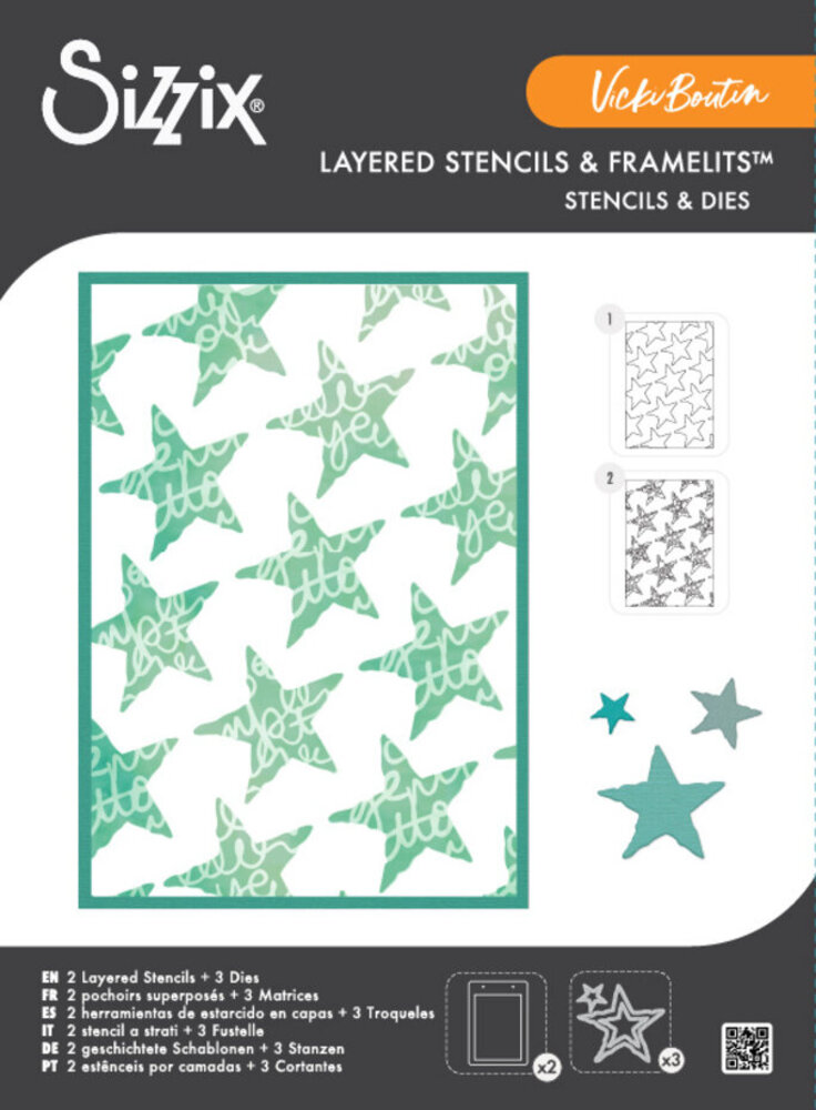 Sizzix Layered Stencis & Framelits Die Script Layering Stars (2+3pcs) by Vicki Boutin (667191) Sizzix Layered Stencis & Framelits Die Script Layering Stars (2+3pcs) by Vicki Boutin (667191)