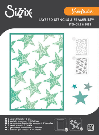 Sizzix Layered Stencis & Framelits Die Script Layering Stars (2+3pcs) by Vicki Boutin (667191) Sizzix Layered Stencis & Framelits Die Script Layering Stars (2+3pcs) by Vicki Boutin (667191)