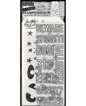 Stampers Anonymous Tim Holtz Clear Stamp and Stencil Halloween Outlines (THMM199) Stampers Anonymous Tim Holtz Clear Stamp and Stencil Halloween Outlines (THMM199)