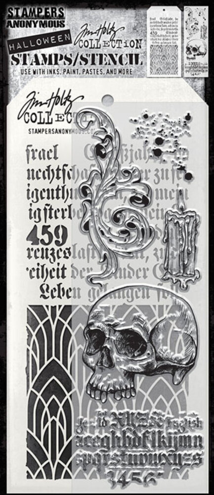 Stampers Anonymous Tim Holtz Clear Stamp and Stencil Foreboding (THMM200) Stampers Anonymous Tim Holtz Clear Stamp and Stencil Foreboding (THMM200)