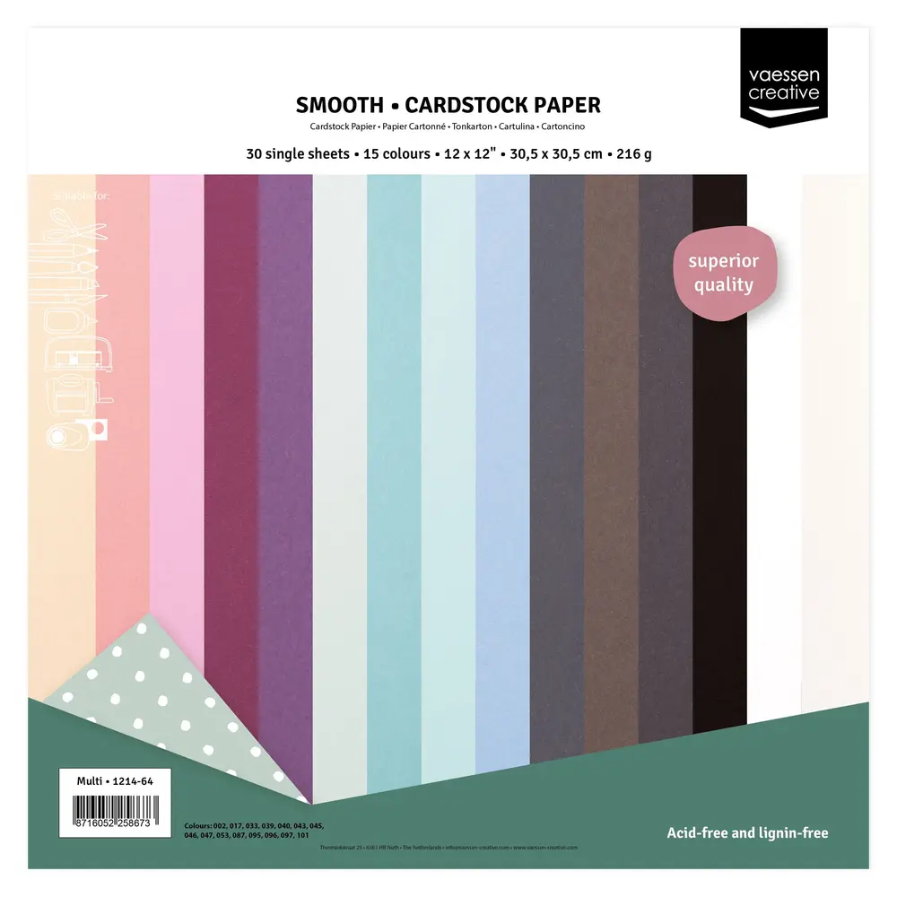 Vaessen Creative Smooth Cardstock Assortment 12x12 Inch (1214-64) Vaessen Creative Smooth Cardstock Assortment 12x12 Inch (1214-64)