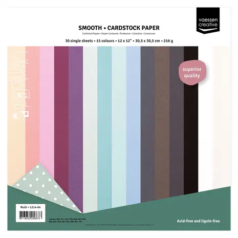 Vaessen Creative Smooth Cardstock Assortment 12x12 Inch (1214-64) Vaessen Creative Smooth Cardstock Assortment 12x12 Inch (1214-64)