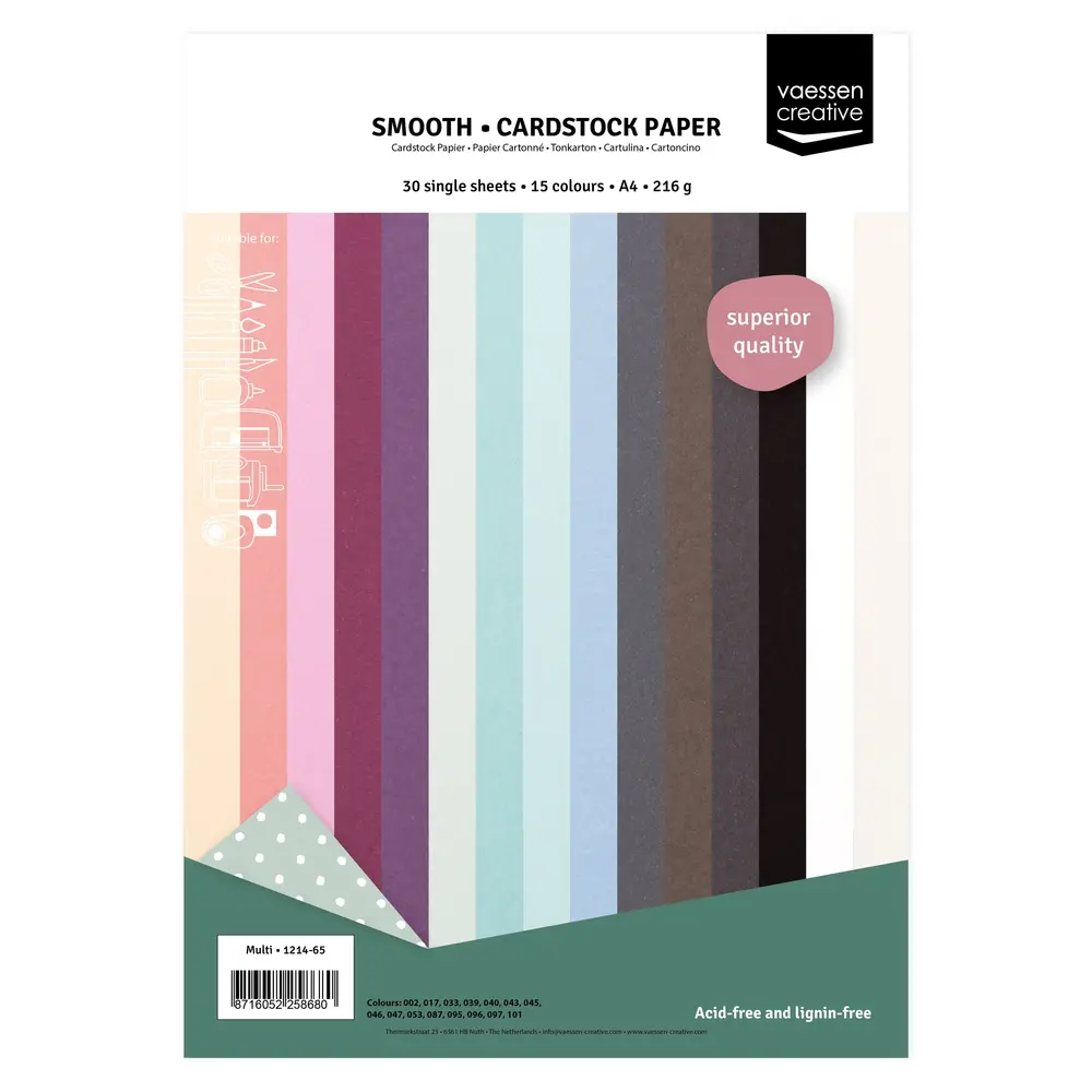 Vaessen Creative Smooth Cardstock Assortment A4 (1214-65) Vaessen Creative Smooth Cardstock Assortment A4 (1214-65)
