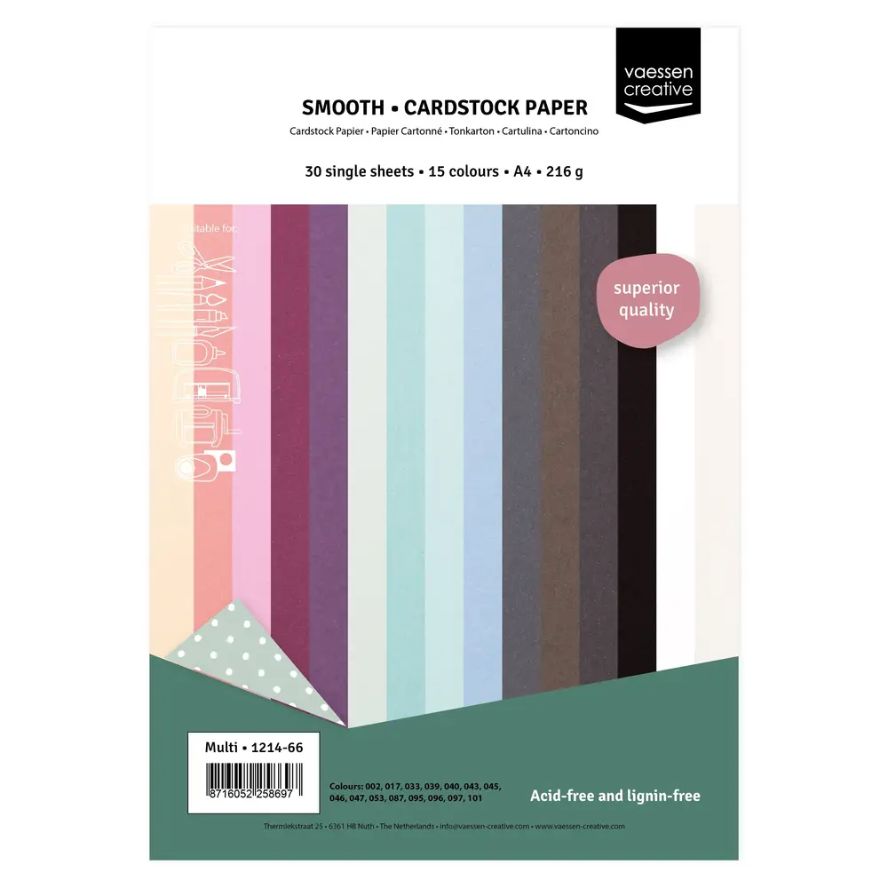 Vaessen Creative Smooth Cardstock Assortment A5 (1214-66) Vaessen Creative Smooth Cardstock Assortment A5 (1214-66)