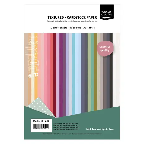 Vaessen Creative Textured Cardstock Assortment A5 (1214-67) Vaessen Creative Textured Cardstock Assortment A5 (1214-67)