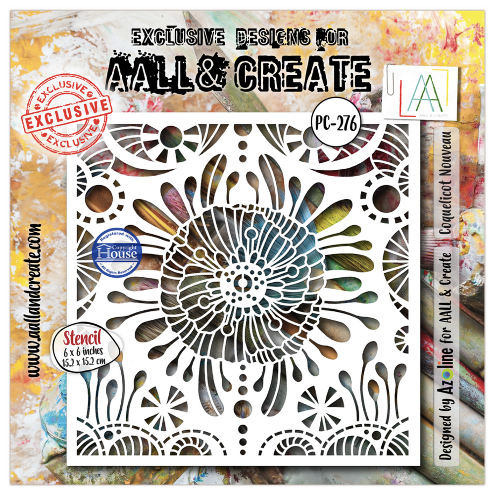 AALL and Create Masking Stencil 6x6 Inch Coquelicot Nouveau (AALL-PC-276) AALL and Create Masking Stencil 6x6 Inch Coquelicot Nouveau (AALL-PC-276)