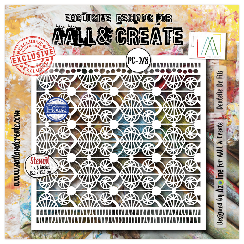 AALL and Create Masking Stencil 6x6 Inch Dentelle De Fils (AALL-PC-278) AALL and Create Masking Stencil 6x6 Inch Dentelle De Fils (AALL-PC-278)