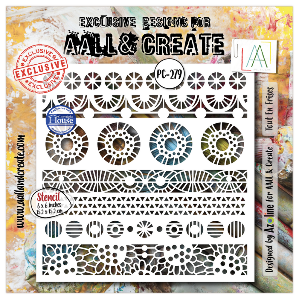 AALL and Create Masking Stencil 6x6 Inch Tout En Frises (AALL-PC-279) AALL and Create Masking Stencil 6x6 Inch Tout En Frises (AALL-PC-279)