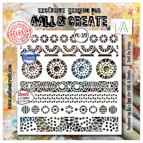 AALL and Create Masking Stencil 6x6 Inch Tout En Frises (AALL-PC-279) AALL and Create Masking Stencil 6x6 Inch Tout En Frises (AALL-PC-279)