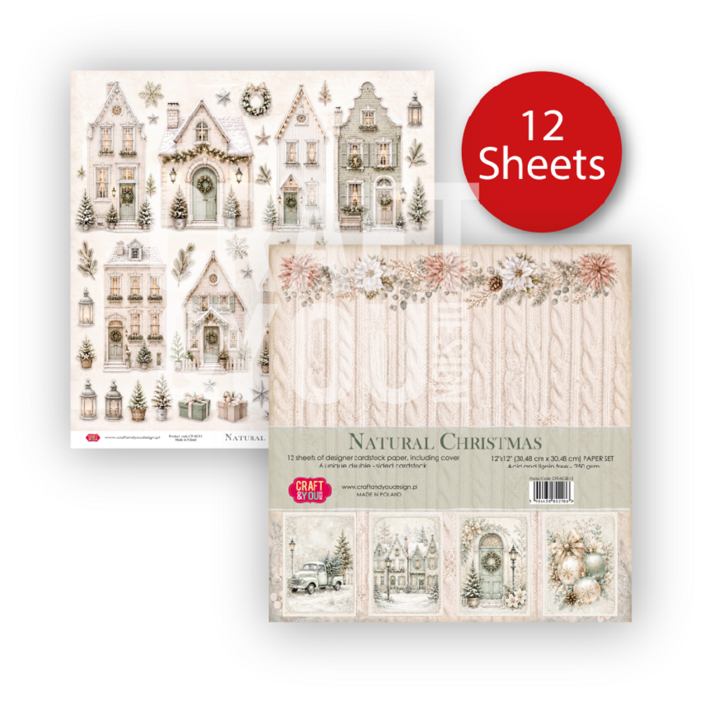 Craft & You PRE-ORDER Natural Christmas 12x12 Inch Paper Pack (12pcs) (CPS-NC30-12) Craft & You PRE-ORDER Natural Christmas 12x12 Inch Paper Pack (12pcs) (CPS-NC30-12)