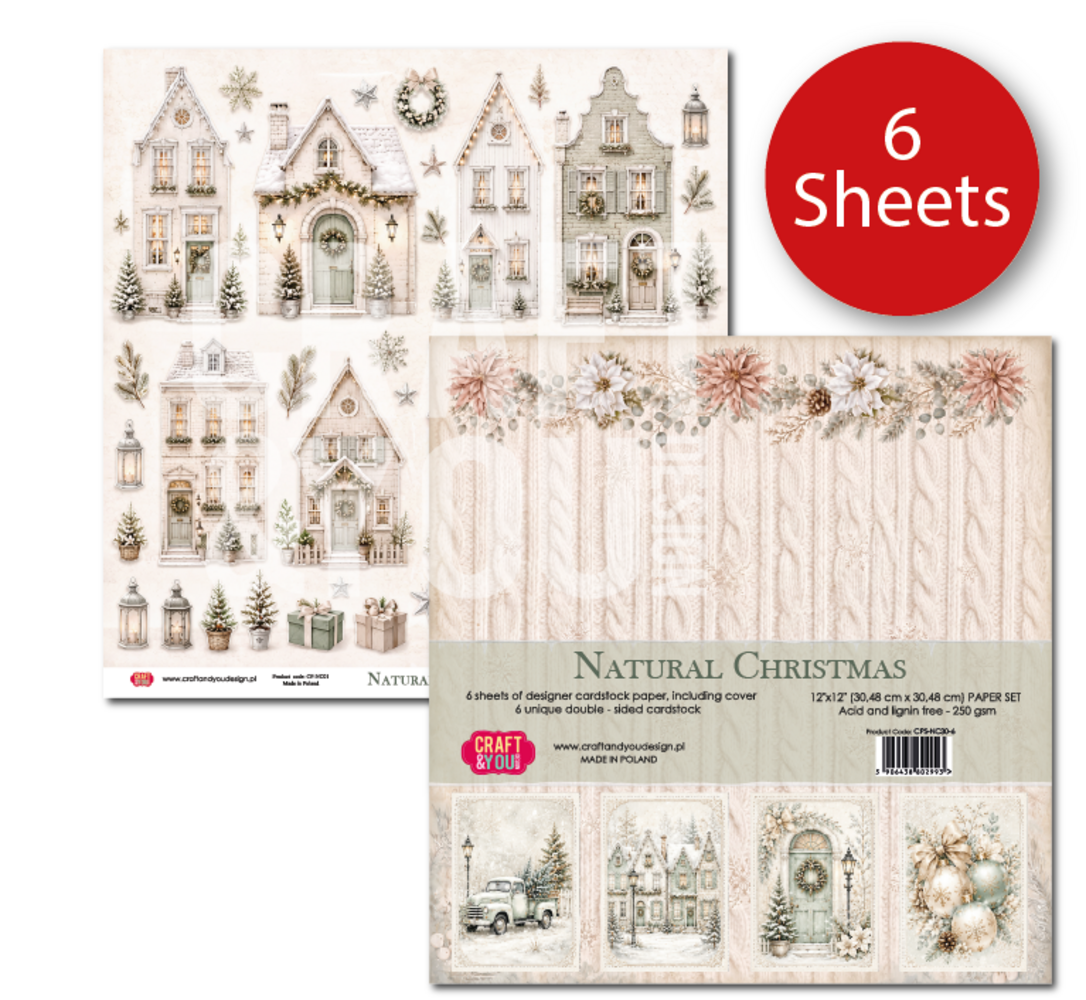 Craft & You PRE-ORDER Natural Christmas 12x12 Inch Paper Pack (6pcs) (CPS-NC30-6) Craft & You PRE-ORDER Natural Christmas 12x12 Inch Paper Pack (6pcs) (CPS-NC30-6)