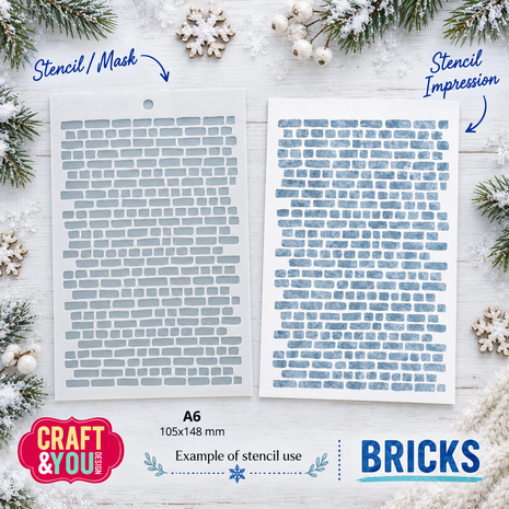Craft & You PRE-ORDER Masking Stencil Bricks (SC023) Craft & You PRE-ORDER Masking Stencil Bricks (SC023)