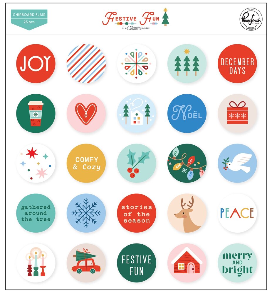 Pinkfresh Studio PRE-ORDER Festive Fun Chipboard Flair (336526) Pinkfresh Studio PRE-ORDER Festive Fun Chipboard Flair (336526)