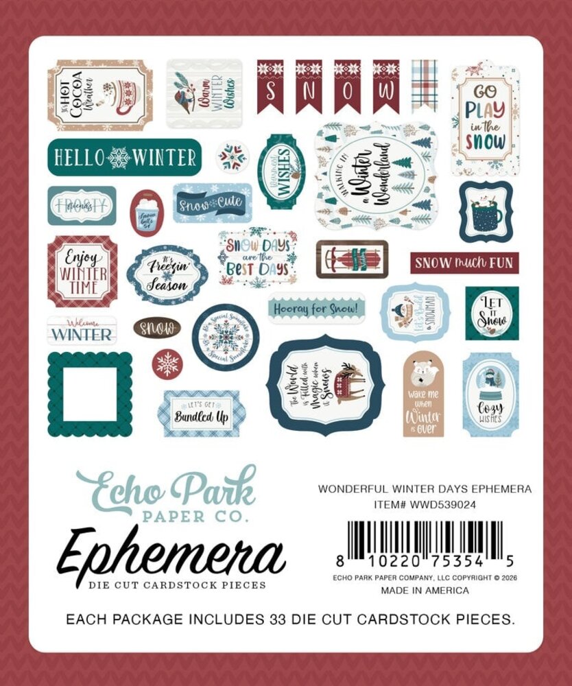 Echo Park Wonderful Winter Days Ephemera (WWD539024) Echo Park Wonderful Winter Days Ephemera (WWD539024)