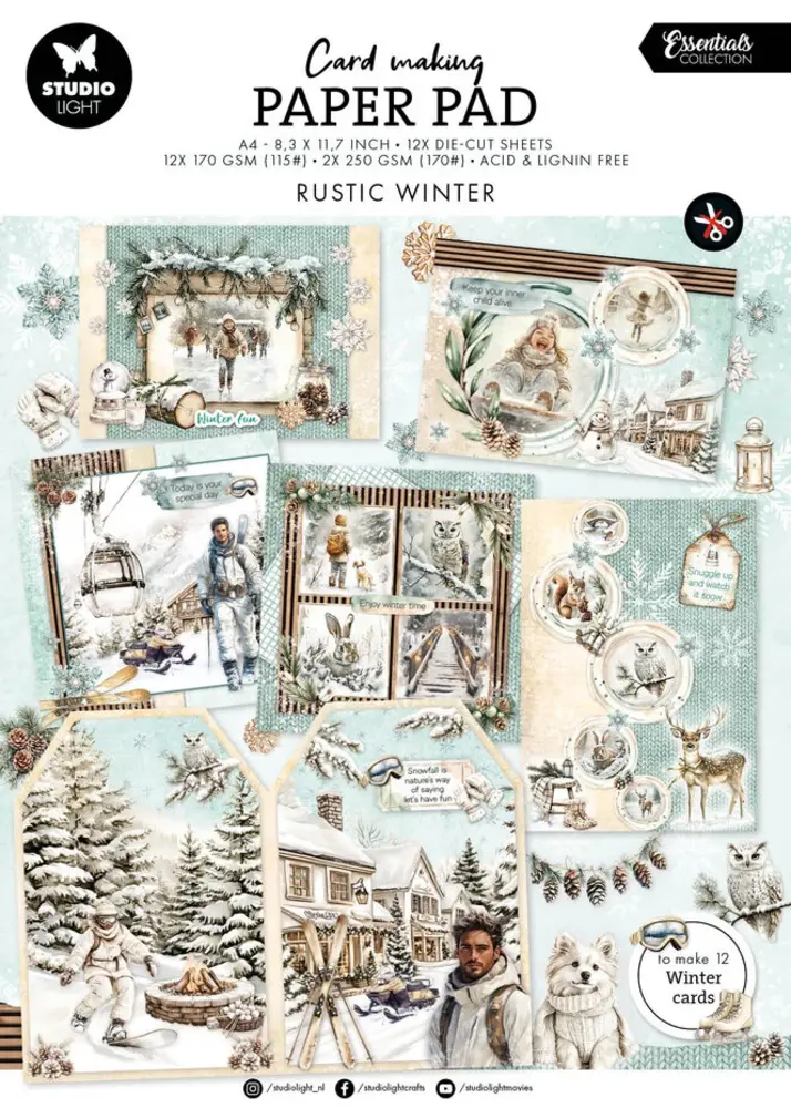 Studio Light Rustic Winter A4 Card Making Pad (SL-ES-CMP45)