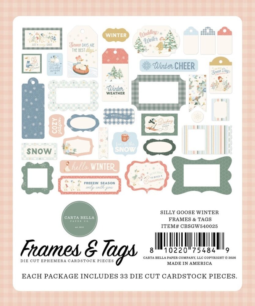 Carta Bella Silly Goose Winter Ephemera Frames & Tags (CBSGW540025)