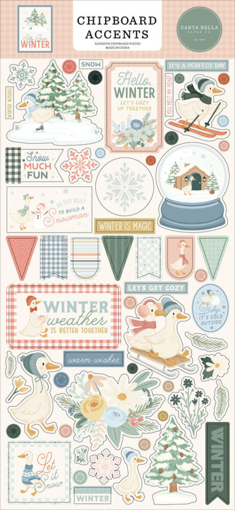 Carta Bella Silly Goose Winter 6x13 Inch Chipboard Accents (CBSGW540021) Carta Bella Silly Goose Winter 6x13 Inch Chipboard Accents (CBSGW540021)