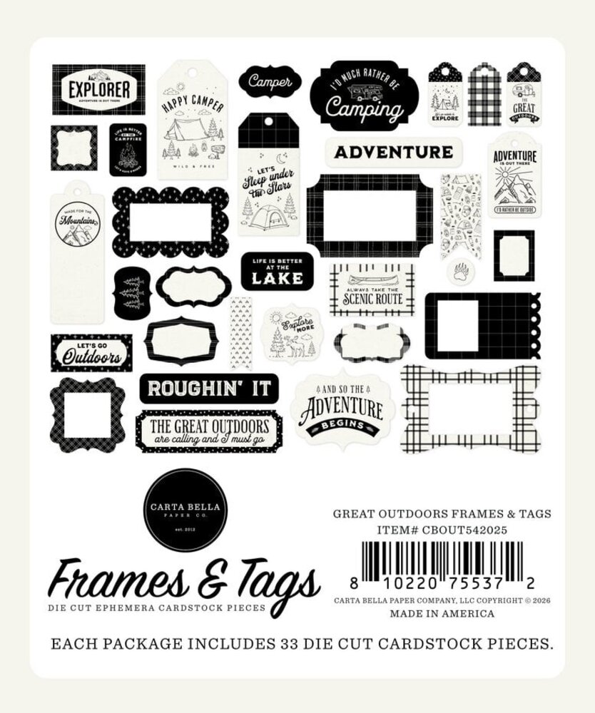 Carta Bella Great Outdoors Ephemera Frames & Tags (CBOUT542025)