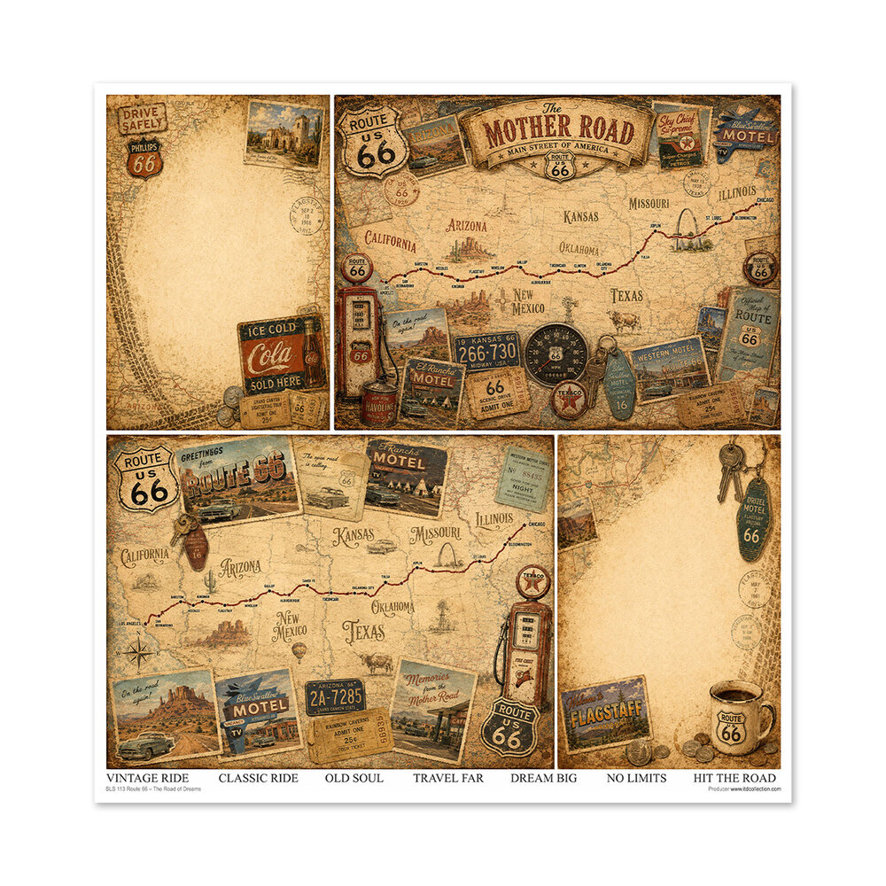 ITD Collection Route 66 The Road of Dream 12x12 Inch Paper Pad (SLS 113) ITD Collection Route 66 The Road of Dream 12x12 Inch Paper Pad (SLS 113)