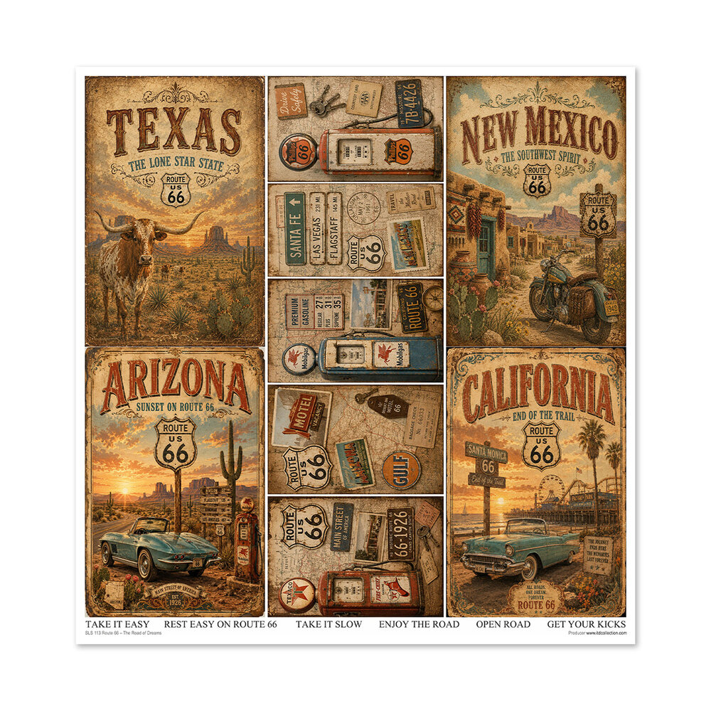 ITD Collection Route 66 The Road of Dream 12x12 Inch Paper Pad (SLS 113) ITD Collection Route 66 The Road of Dream 12x12 Inch Paper Pad (SLS 113)