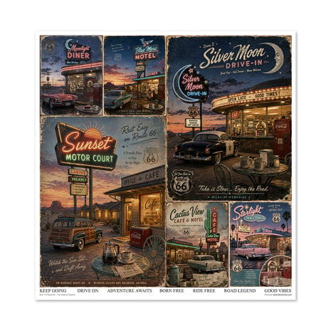 ITD Collection Route 66 The Road of Dream 12x12 Inch Paper Pad (SLS 113) ITD Collection Route 66 The Road of Dream 12x12 Inch Paper Pad (SLS 113)