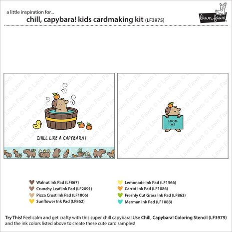 Lawn Fawn Chill, Capybara! Kids Cardmaking Kit (LF3975) Lawn Fawn Chill, Capybara! Kids Cardmaking Kit (LF3975)