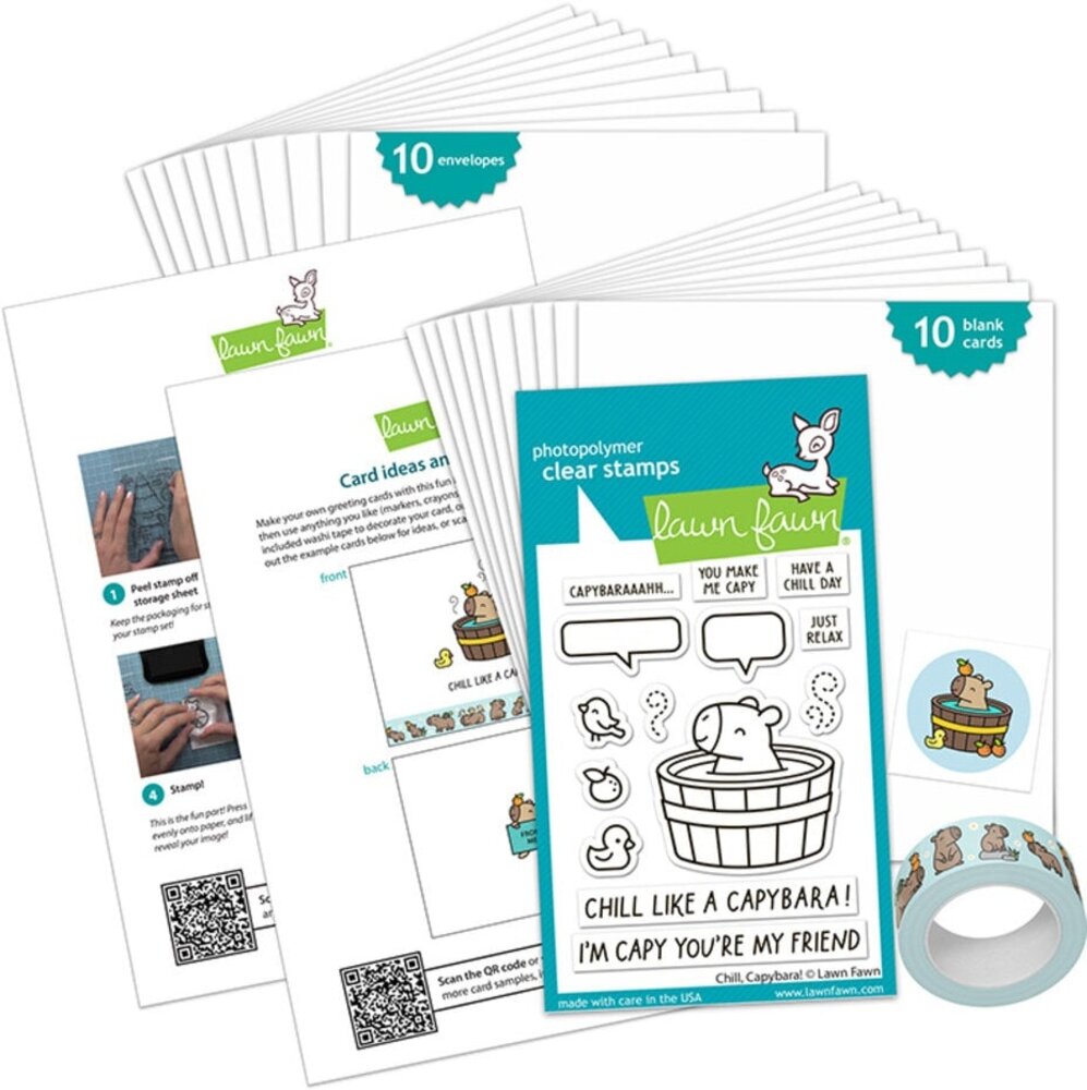 Lawn Fawn Chill, Capybara! Kids Cardmaking Kit Mini (LF3976) Lawn Fawn Chill, Capybara! Kids Cardmaking Kit Mini (LF3976)