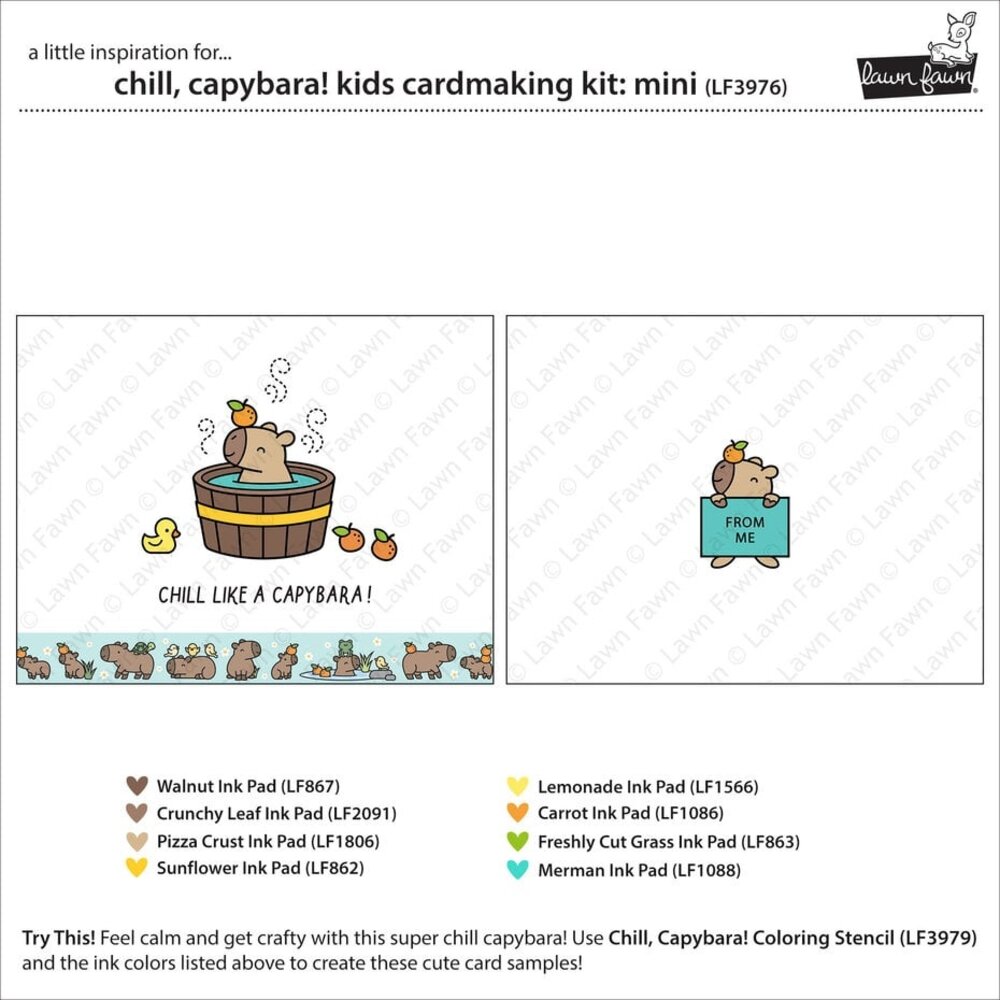 Lawn Fawn Chill, Capybara! Kids Cardmaking Kit Mini (LF3976) Lawn Fawn Chill, Capybara! Kids Cardmaking Kit Mini (LF3976)