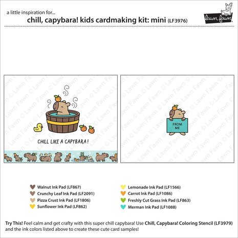 Lawn Fawn Chill, Capybara! Kids Cardmaking Kit Mini (LF3976) Lawn Fawn Chill, Capybara! Kids Cardmaking Kit Mini (LF3976)